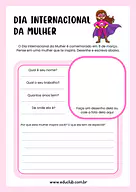 Atividade para o Dia Internacional da Mulher Atividade para o Dia Internacional da Mulher para 5º Ano, 4º Ano, 3º Ano de Datas Comemorativas, Dia da Mulher - Material ...