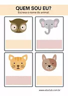 Quem sou eu? - Atividade com nomes de animais