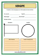 Atividade sobre o Sergipe para 5º Ano, 4º Ano de Geografia, Recursos Educativos, Roteiro de pesquisa, Brasil - Material ed...