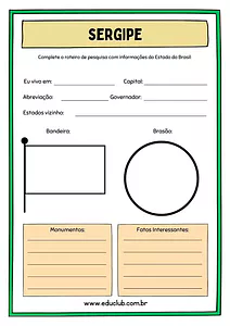 Atividade sobre o Sergipe