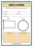Atividade sobre Santa Catarina para 5º Ano, 4º Ano de Geografia, Recursos Educativos, Roteiro de pesquisa, Brasil - Materi...