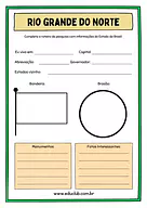 Atividade sobre o Rio Grande do Norte para 5º Ano, 4º Ano de Geografia, Recursos Educativos, Roteiro de pesquisa, Brasil -...