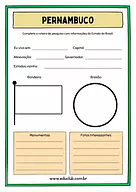 Atividade sobre Pernambuco para 5º Ano, 4º Ano de Geografia, Recursos Educativos, Roteiro de pesquisa, Brasil - Material e...