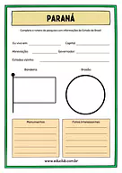 Atividade sobre Paraná para 5º Ano, 4º Ano de Geografia, Recursos Educativos, Roteiro de pesquisa, Brasil - Material educa...