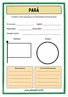 Atividade sobre o Pará para 5º Ano, 4º Ano de Geografia, Recursos Educativos, Roteiro de pesquisa, Brasil - Material educa...