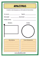 Atividade sobre Amazonas para 5º Ano, 4º Ano de Geografia, Recursos Educativos, Roteiro de pesquisa, Brasil - Material edu...