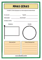 Atividade sobre Minas Gerais para 5º Ano, 4º Ano de Geografia, Recursos Educativos, Roteiro de pesquisa, Brasil - Material...