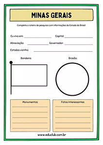 Atividade sobre Minas Gerais