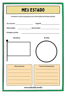Roteiro de pesquisa sobre Estados Brasileiros para 5º Ano, 4º Ano de Geografia, Recursos Educativos, Roteiro de pesquisa, ...