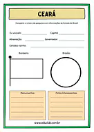 Atividade sobre o Ceará para 5º Ano, 4º Ano de Geografia, Recursos Educativos, Roteiro de pesquisa, Brasil - Material educ...