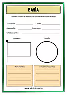 Atividade sobre Bahía para 5º Ano, 4º Ano de Geografia, Recursos Educativos, Roteiro de pesquisa, Brasil - Material educac...