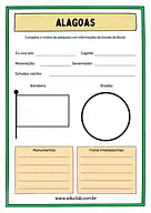 Atividade sobre Alagoas para 5º Ano, 4º Ano de Geografia, Recursos Educativos, Roteiro de pesquisa, Brasil - Material educ...