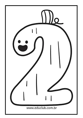 Número 2 para colorir para Creche, Pré-Escola de Números, Matemática - Material educacional