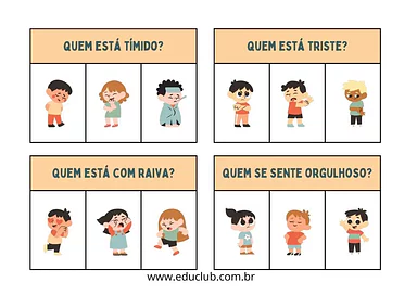 Atividade para descobrir as emoções  para 2º Ano, 1º Ano de Educação Emocional, Emoções - Material educacional