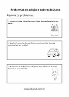 Problemas de adição e subtração para 2 ano