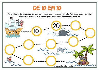 Atividade de contar de 10 em 10 para 2º Ano, 1º Ano de Números, Matemática - Material educacional