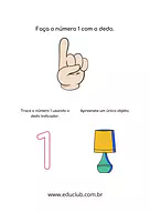 Atividades com o número 1 para 1º Ano de Números, Matemática - Material educacional