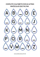 Atividade para escrever as letras do alfabeto que faltam Atividade para escrever as letras do alfabeto que faltam para 2º Ano, 1º Ano de Língua Portuguesa, Alfabeto - Material edu...