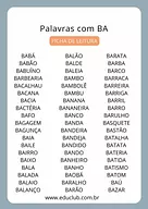 Palavras com BA BE BI BO BU
