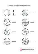 Escrever as frações corretamente para 4º Ano, 3º Ano, 2º Ano de Frações, Matemática - Material educacional