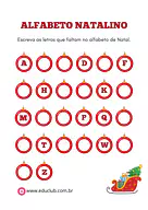 Atividade alfabeto natalino Atividade alfabeto natalino para 1º Ano de Datas Comemorativas, Língua Portuguesa, Natal, Alfabeto - Material educacional