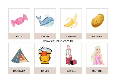 Família silábica do B para 2º Ano, 1º Ano de Língua Portuguesa, Sílabas - Material educacional