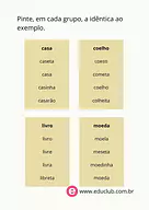 Encontre as palavras iguais para 1º Ano de Língua Portuguesa, Ficha de leitura - Material educacional