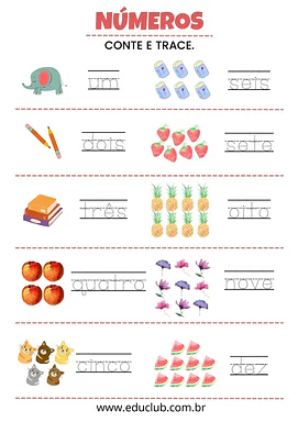 Conte e escreva os números para 1º Ano de Números - Material educacional