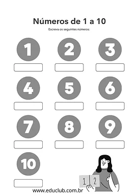 Números por extenso de 1 a 10 para 1º Ano de Números, Matemática - Material educacional
