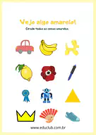 Atividade cor amarela para Creche, Pré-Escola de Cores, Artes - Material educacional