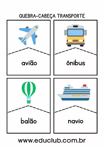 Quebra-cabeça meios de transporte