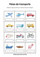 Nomes dos meios de transporte Nomes dos meios de transporte para 1º Ano de Língua Portuguesa, Vocabulário - Material educacional