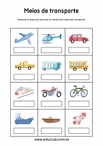 Nomes dos meios de transporte