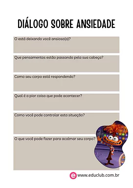 Atividade sobre ansiedade para 5º Ano, 4º Ano, 3º Ano, 2º Ano, 1º Ano de Educação Emocional, Emoções - Material educacional