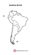 Mapa da América do Sul para colorir para 5º Ano, 4º Ano, 3º Ano de Geografia, América do Sul - Material educacional