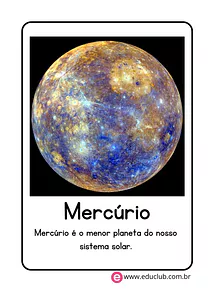 Flashcard do planeta Mercúrio