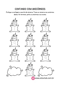 Contando com unicórnios de 1 a 10