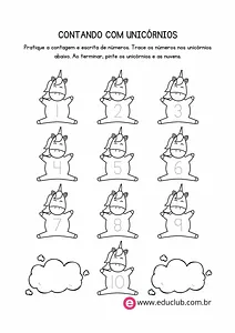 Contando com unicórnios de 1 a 10