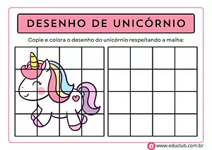 Desenho de unicórnio na malha quadriculada