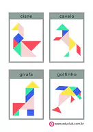 Figuras com Tangram Figuras com Tangram para Creche, Pré-Escola de Geometria, Figuras Geométricas - Material educacional