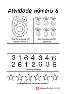 Atividade com número 6 para 1º Ano de Números, Matemática - Material educacional