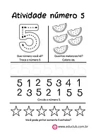 Atividade com número 5 para 1º Ano de Números, Matemática - Material educacional
