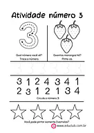 Atividade com número 3 para 1º Ano de Números, Matemática - Material educacional