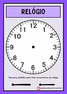 Molde de relógio analógico para 4º Ano, 3º Ano, 2º Ano de Matemática, Hora - Material educacional