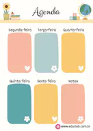 Agenda semanal escolar para 5º Ano, 4º Ano, 3º Ano, 2º Ano, 1º Ano de Ciências, Tipos de folhas, Calendário - Material edu...
