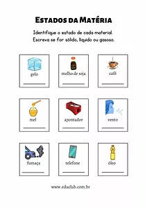 Identifique o estado físico da matéria