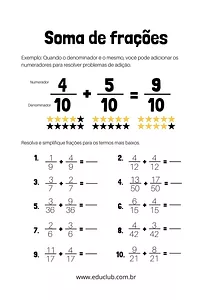 Adição de frações com denominadores iguais