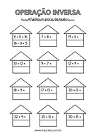 Atividade de operação inversa para 4º Ano, 3º Ano, 2º Ano de Operações básicas, Matemática - Material educacional