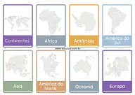 Cartões para identificar os continentes para 5º Ano, 4º Ano, 3º Ano, 2º Ano, 1º Ano de Geografia, Continentes - Material e...