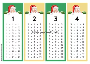 Tabuada de Natal do 1 ao 12